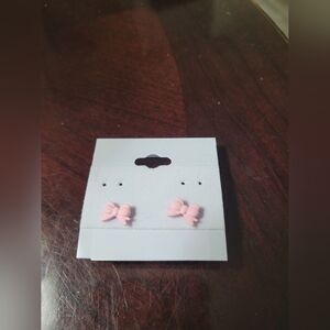 Pink Bow Stud Earrings